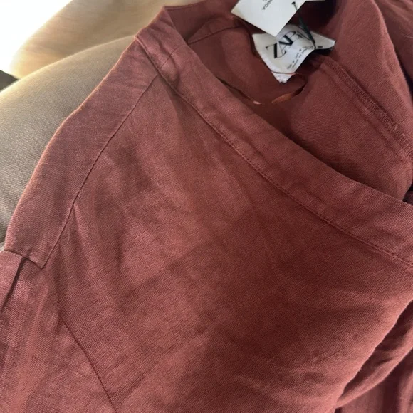 NWT Zara The Veronica Linen jumpsuit In Terracotta Size S - Picture 10 of 10